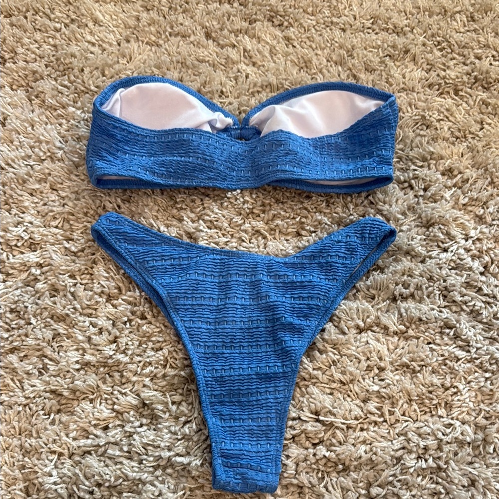 Blue Textured Bikini Set - Picture 2 of 3